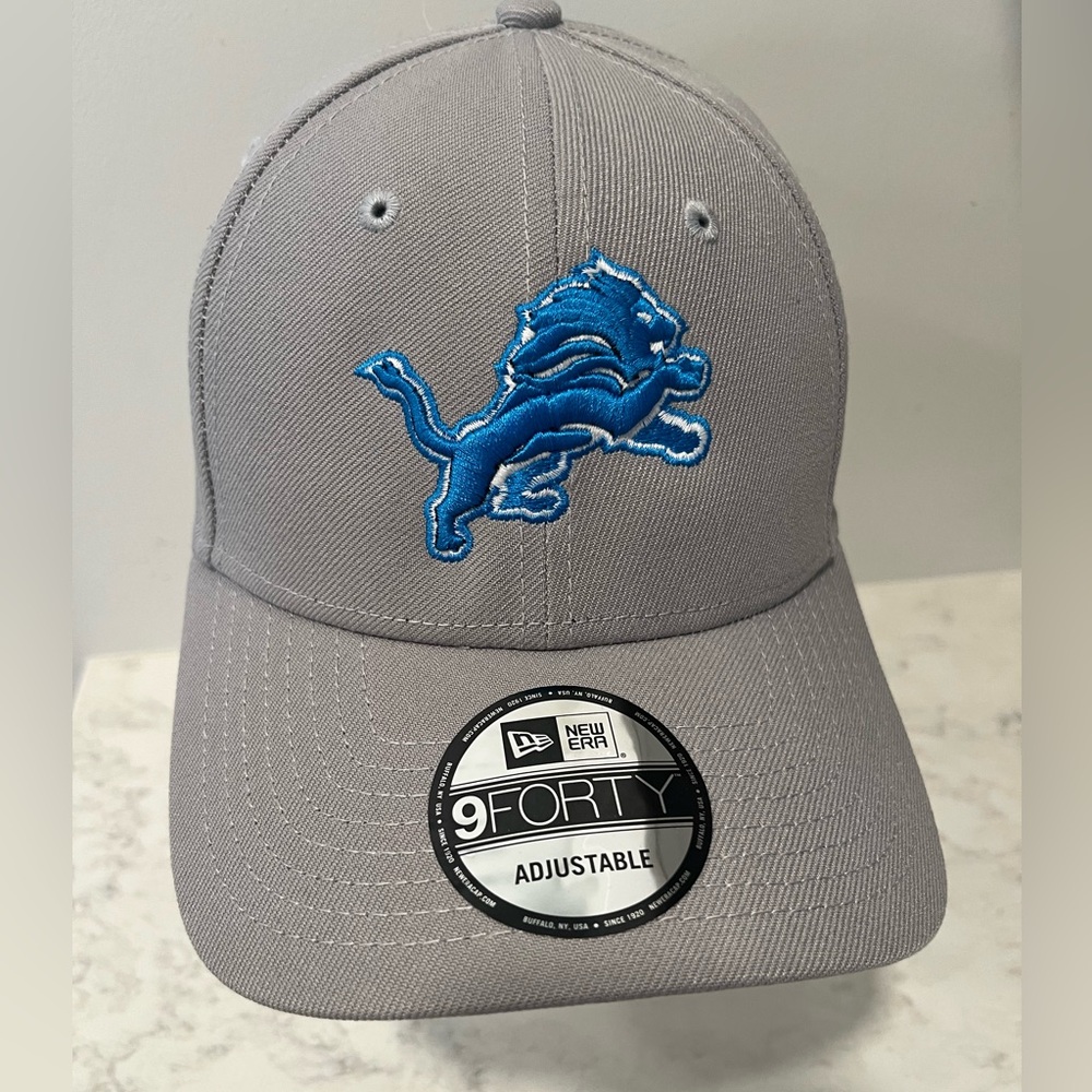 Detroit Lions Caps Hats New Gray Blue Adjustable New Era One Size Vented